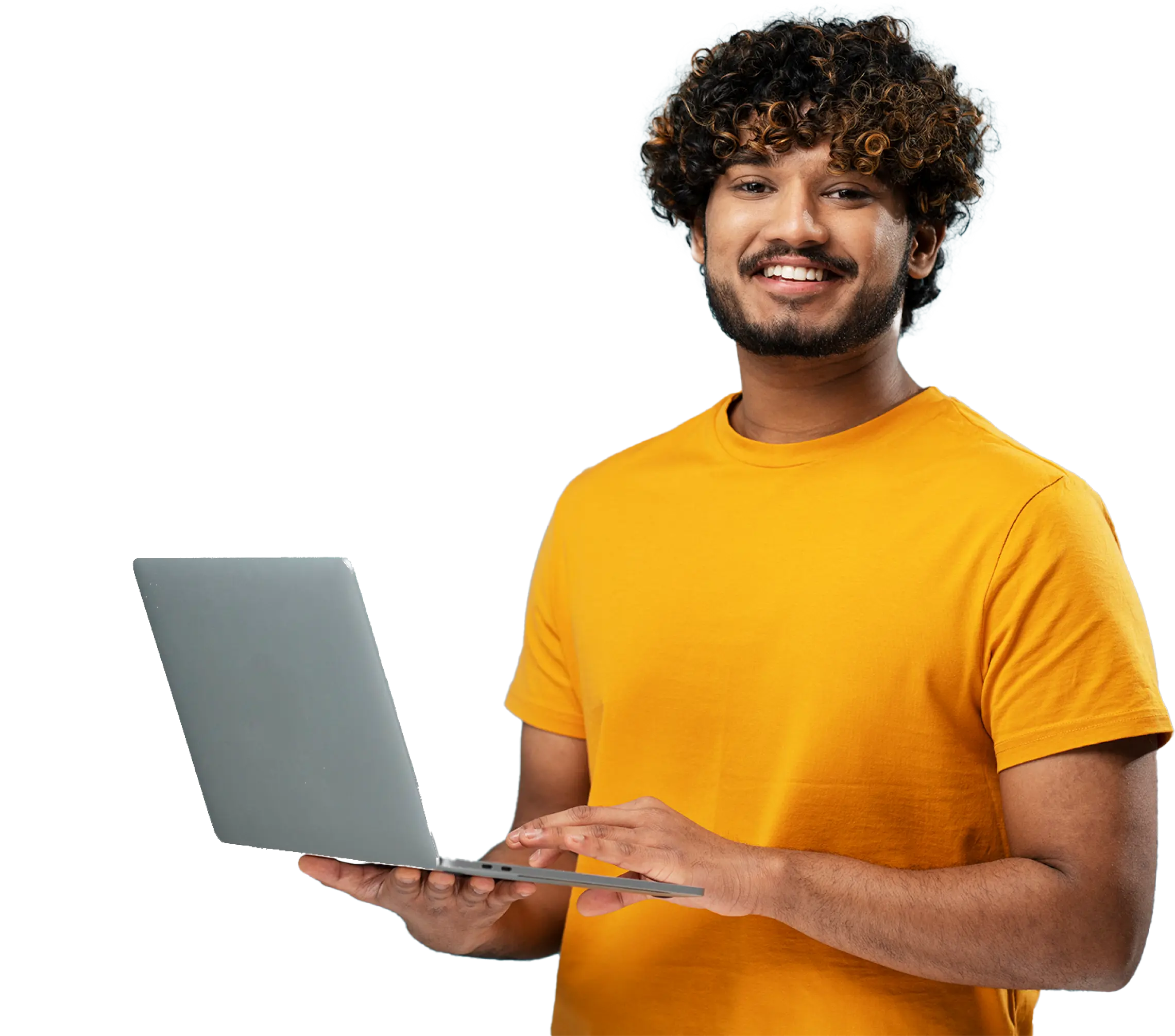 Man using a laptop to access Aspire360 LMS for online training and digital learning.