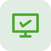 Aspire360 green computer monitor with tick icon