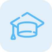 Aspire360 blue graduation hat, mortar board cap icon