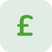 Aspire360 green pound sterling sign icon